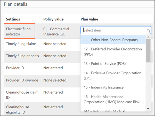 Select an electronic filing indicator.